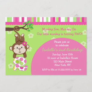 Invitations de fête du singe 2e anniversaire