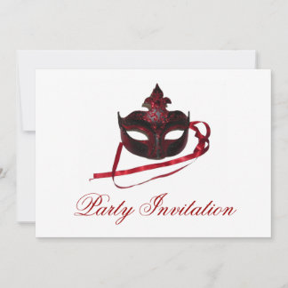 Invitations de fête - Masque rouge "Masquerade"