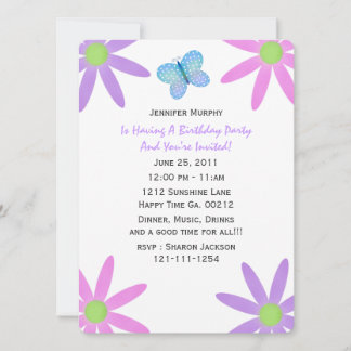 Invitations de fête papillon