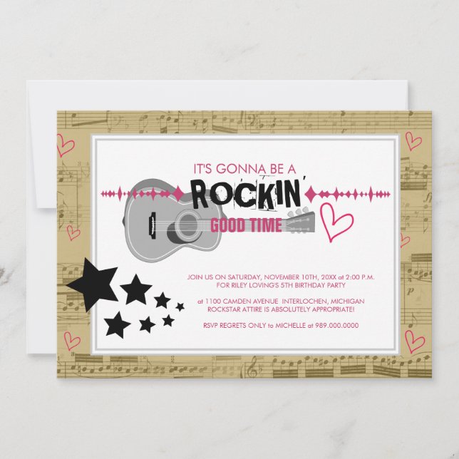 Invitations de fêtes Anniversaires de enfants Rock (Devant)