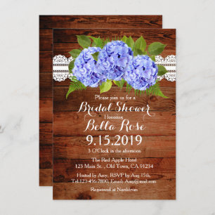 Invitations de Fêtes des mariées Rustic Lace Blue