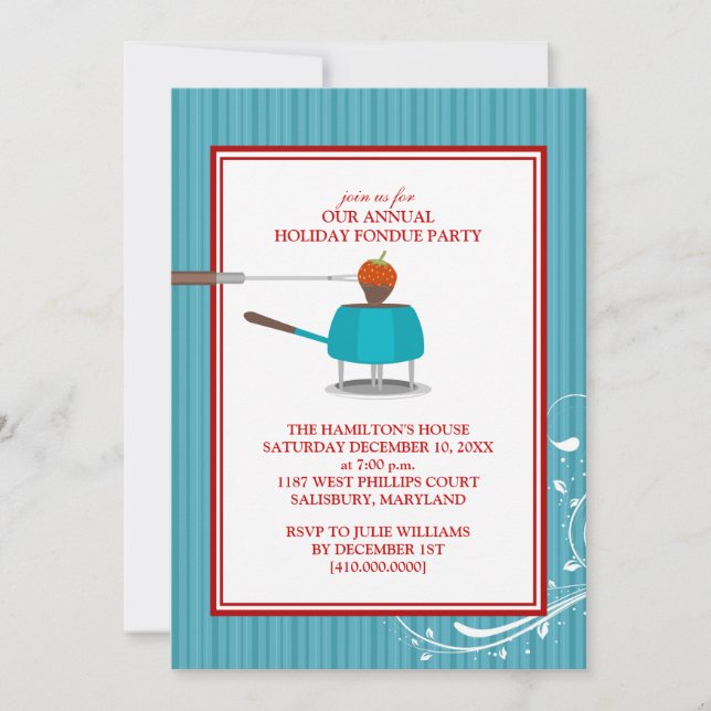 Invitations de Fêtes Fondue (Devant)