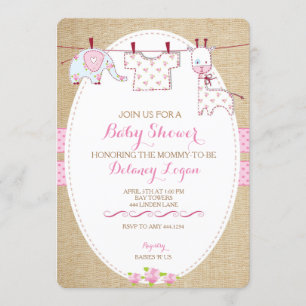 Invitations de filles Baby showers rustiques Chic 