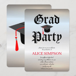 Invitations de fin d'études en argent simple