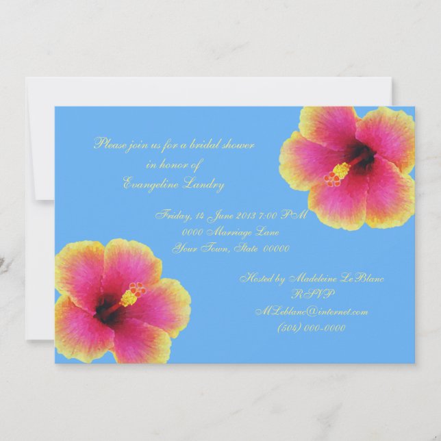 Invitations de fleurs d'Hibiscus bleu tropical (Devant)