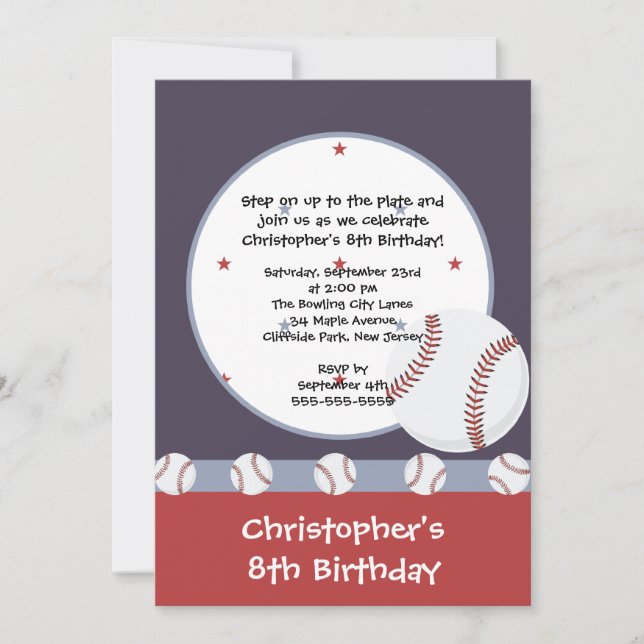 Invitations de Fun Baseball Boys Anniversaire (Devant)