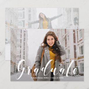 Invitations de graduation de photo de script blanc