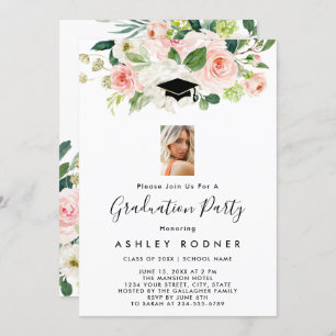 Invitations de graduation florale floue