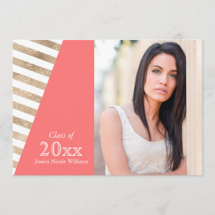 Invitations de graduation Gold Foil Color Block