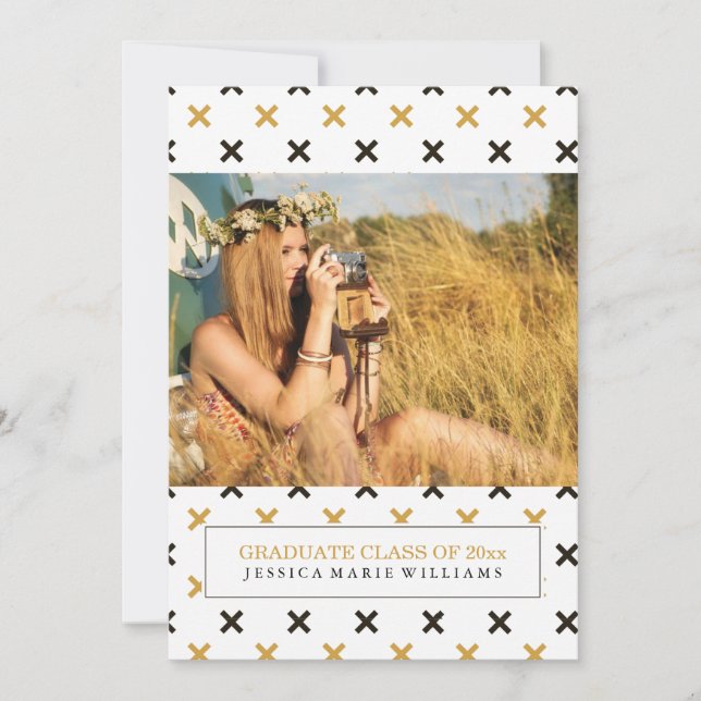 Invitations de graduation moderne Black and Gold (Devant)