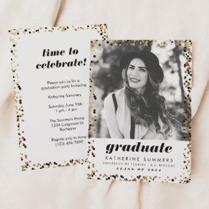 Invitations de graduation photo Gold 2024