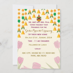 Invitations de Griha Pravesh