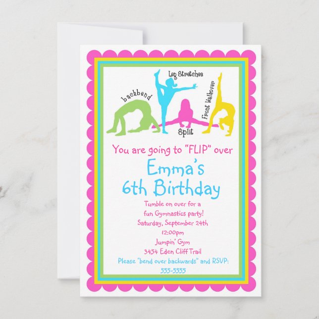 Invitations de gymnastique (Devant)