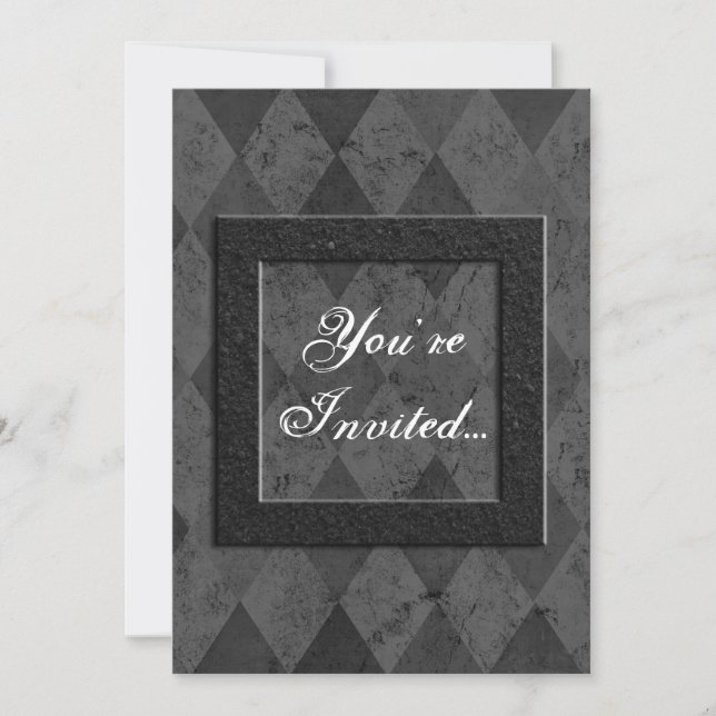 Invitations de Jacquards noirs personnalisées (Devant)