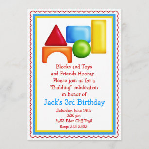 Invitations de jouets pour la construction de bloc