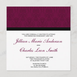 Invitations de la Bourgogne à Mariage damassé