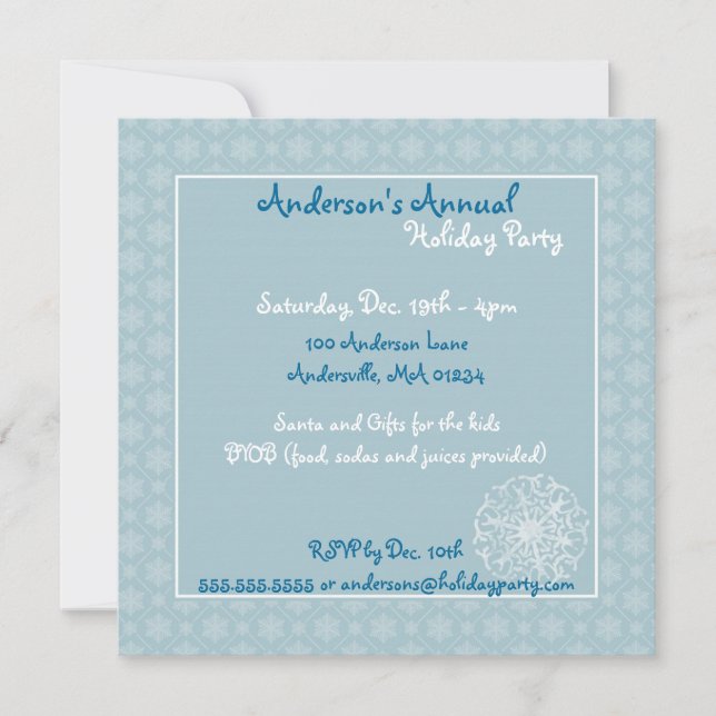 Invitations de la fête Blue Snowflake Wonderland (Devant)