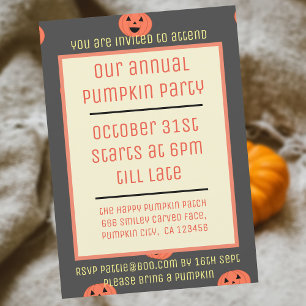 Invitations de la fête Citrouille d'Halloween