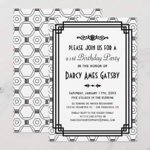 Invitations de la fête d'anniversaire Art déco bla