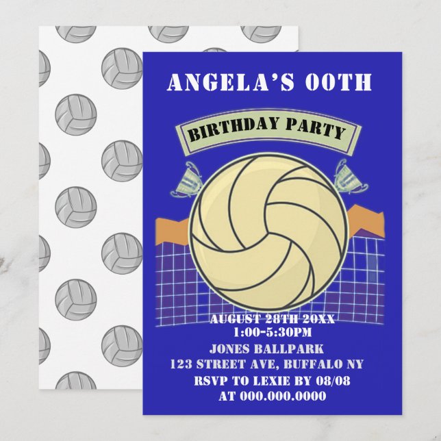 Invitations de la fête d'anniversaire du Blue Voll (Devant / Derrière)