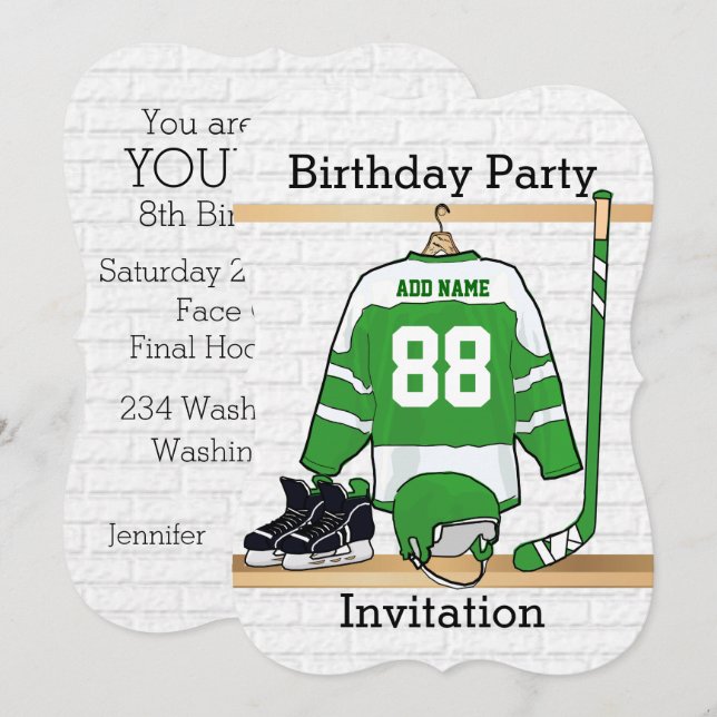 Invitations de la fête d'anniversaire du jersey de (Devant / Derrière)