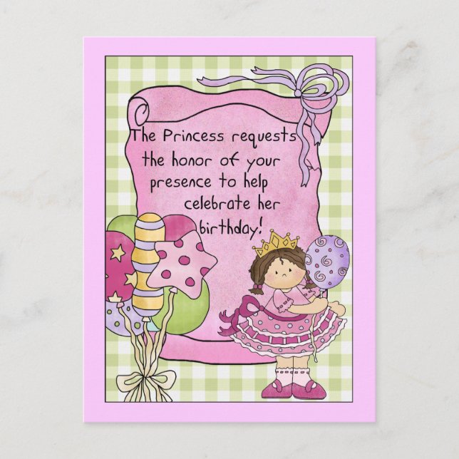 Invitations de la fête d'anniversaire Princess (Devant)