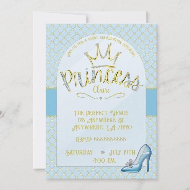 Invitations de la fête d'anniversaire Princess (Devant)