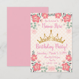 Invitations de la fête d'anniversaire Princess