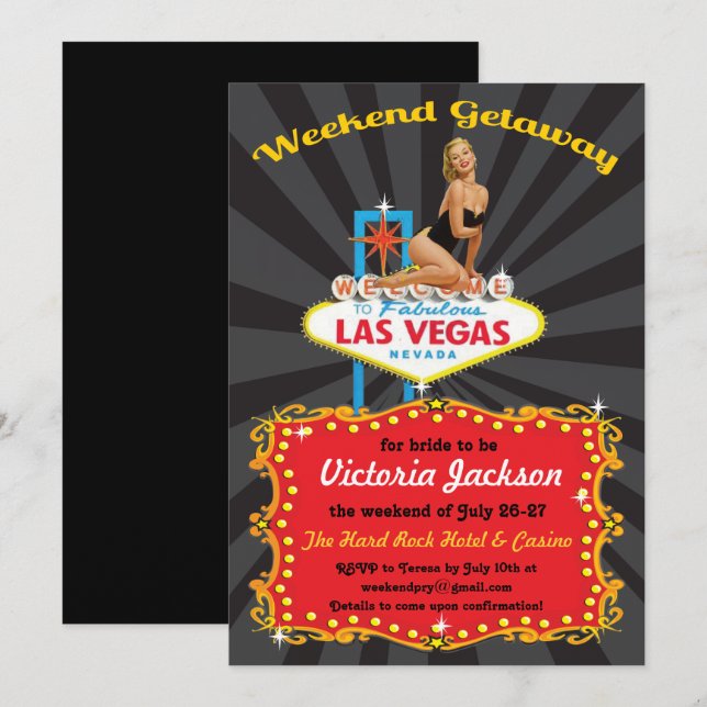 Invitations de la fête de départ de Las Vegas Week (Devant / Derrière)