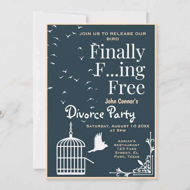Invitations de la fête de divorce : Enfin Gratuit (Devant)