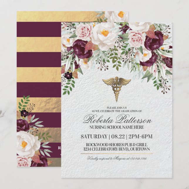 Invitations de la fête de fin d'études en soins in (Devant / Derrière)