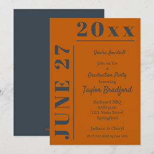 Invitations de la fête de graduation Burnt Orange