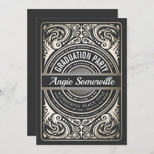 Invitations de la fête de graduation Gold & Black