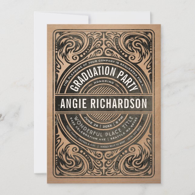 Invitations de la fête de graduation Rustic Kraft (Devant)
