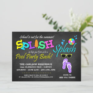 Invitations de la fête de la piscine de l'école