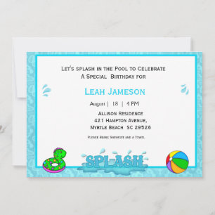 Invitations de la fête de la piscine pour enfants