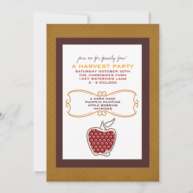 Invitations de la fête de la récolte d'automne (Devant)