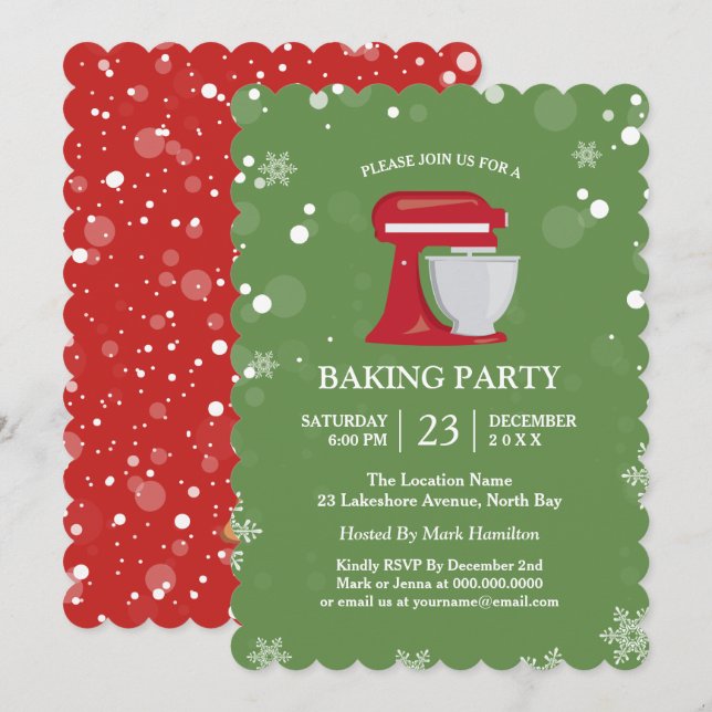 Invitations de la fête de pâtisserie (Devant / Derrière)