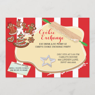 Invitations de la fête d'échange de cookies de Noë