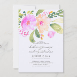 invitations de la fête d'engagement floral aquarel