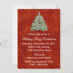 Invitations de la fête des fêtes Arbre Rouge