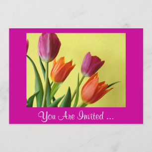 Invitations De La Fête Des Tulipes Violettes Et Or