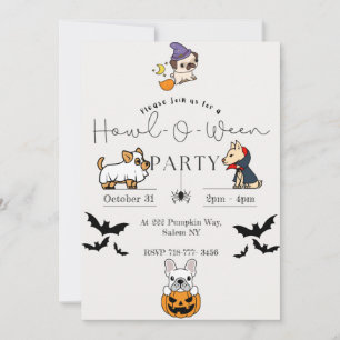 Invitations de la fête d'Halloween chien