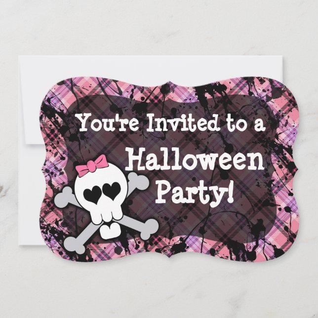 Invitations de la fête d'Halloween de la petite fi (Devant)