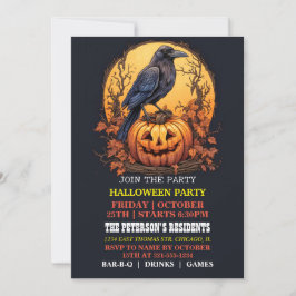 Invitations de la fête d'Halloween éffrayant Black