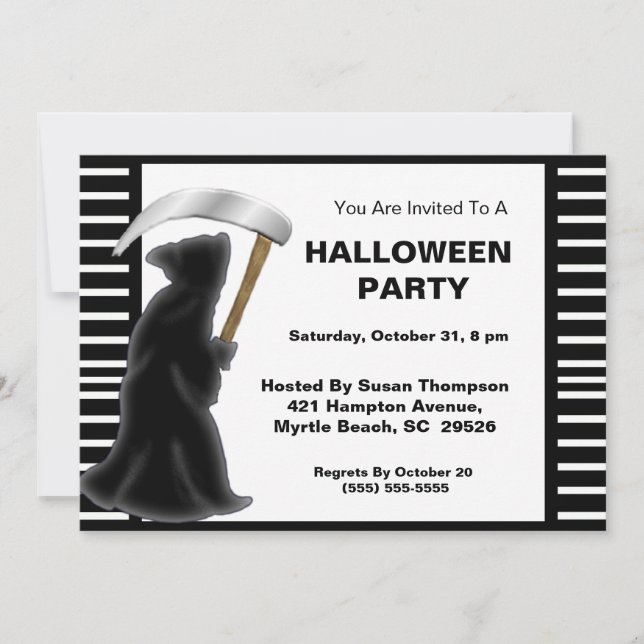 Invitations de la fête d'Halloween Grim Reaper (Devant)