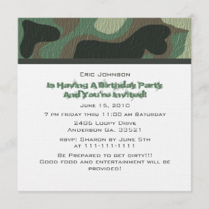 Invitations de la fête du camouflage