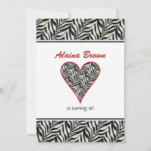Invitations de la fête du coeur de Zebra