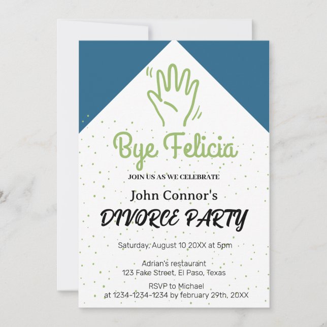 Invitations de la fête du divorce : Bye Felicia, H (Devant)