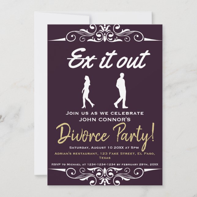 Invitations de la fête du divorce : Excusez-le, Hu (Devant)